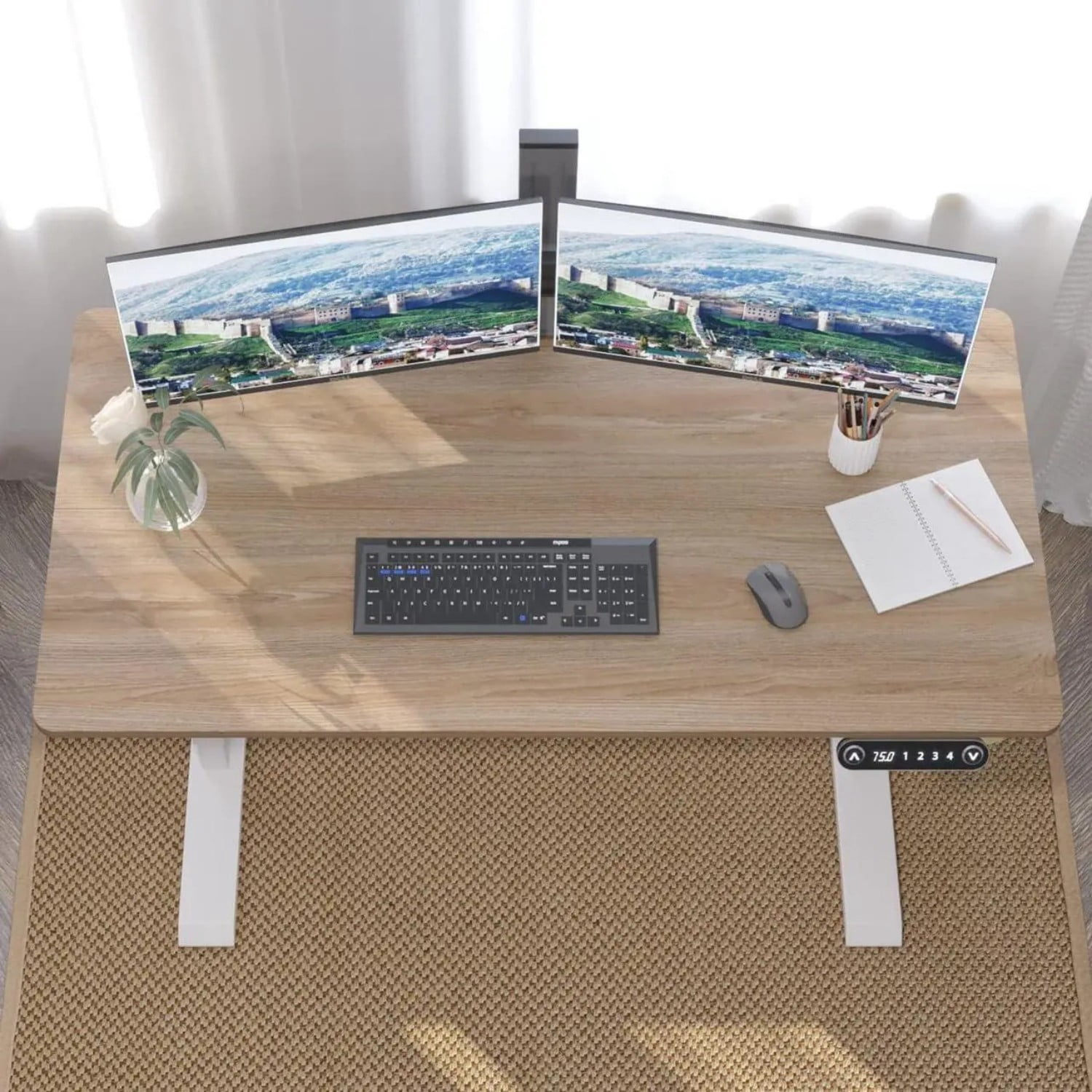 48 inch Standing Desk, Height Adjustable Smart Desk with Memory Presets, 180 lb Load Capacity, Single Motor Lift System for Office and Home Use, White