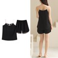 thumbnail image 4 of Conjunto de lencería sin mangas para mujer, cómodo, transpirable, 2 piezas, cuello en V, camiseta sin mangas, pantalones cortos para verano, 4 of 8