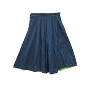 Mogul Womens Maxi Skirt Blue Printed Medieval Long Skirt