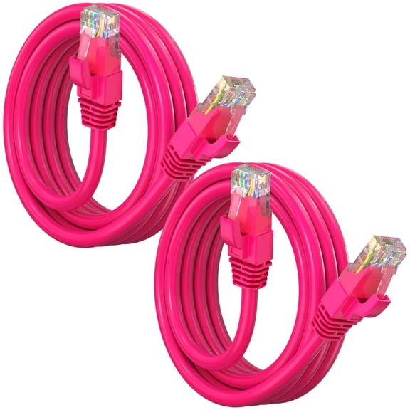 Maximm Cat 6 Ethernet Cable 5 ft (2-Pack) - High-Speed LAN Cable, Internet Cable, Patch Cable, and Network Cable - UTP, 10Gbps, 550MHz Ethernet Cord - Pink