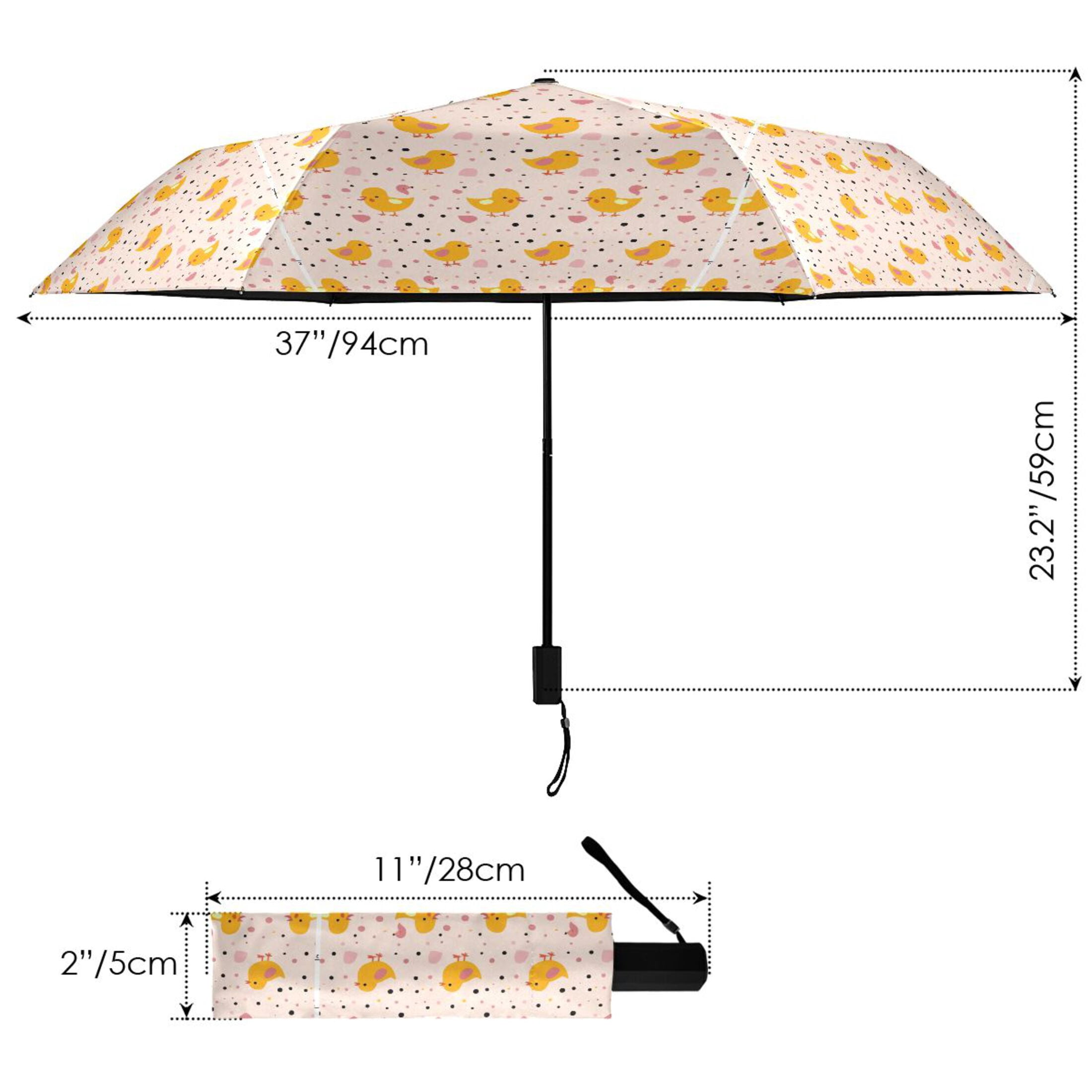 Adorable Baby Ducks Compact Sun Umbrella Windproof Travel Umbrellas for Rain Strong Portable UV Protection