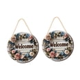 thumbnail image 3 of TISHITA 2Pcs Floral Welcome Signs 2D Front Door Door Hanger Signs Wall Signs 7.87inch Entryway Office Wood Plaque for Classroom Window Gray Wood Color, 3 of 8