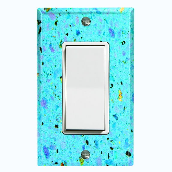 Metal Light Switch Plate Outlet Cover (Image of Marble Blue MAR010)