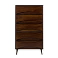 thumbnail image 4 of Walker Edison 30” Mid-Century Modern Curved Front 5-Drawer Dresser, Walnut, 4 of 20