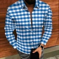 thumbnail image 4 of VgaVtl Shirts for Men Plus Size Checkered Long Sleeve Collared Clothing for Men Blue Bottoming Loose Button Office Shirts,3XL, 4 of 8