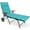 Turquoise, variant on Costway Folding Patio Rattan Lounge Chair Chaise Cushioned Aluminum Adjust Wheel