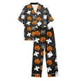 thumbnail image 4 of Pajamas For Women Set Halloween Pumpkprint Short Sleeve Shirts Long Pants Costume Sleepwear Loungewear Nightwear Nightclothes Homewear, 4 of 5