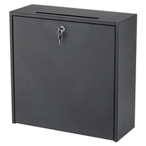 Pemberly Row Modern Large Wall-Mounted Mailbox with Lock in Black