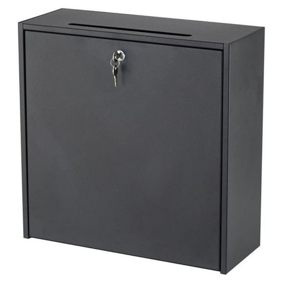Pemberly Row Modern Large Wall-Mounted Mailbox with Lock in Black