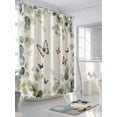 thumbnail image 3 of Shower Curtain Eucalyptus Leaf Butterfly Shower Curtains for Bathroom, Waterproof Polyester Shower Curtain Set with Hooks, Extra Long 72" x 96" Ombre Green Leaf, 3 of 6