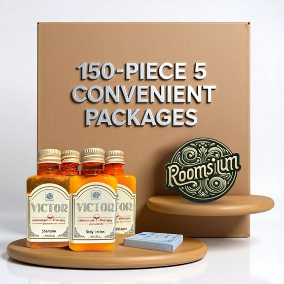 Roomsium  150-Piece Toiletries Set | 5 × 30-Piece Guest Amenity Boxes with Travel Size Shampoo, Conditioner, Shower Gel, Body Lotion & Soap | Gift-Ready Bulk Hotel & Spa Supplies, Made in Türkiy