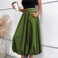 thumbnail image 2 of Women's High Waist Flared Blossom Midi Skirt Elastic Waist Skirt with Big Pockets Comfortable Casual Daily Skirt, 2 of 8