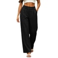thumbnail image 3 of Oiangi Women's Dress Pants High Waisted Work Trousers Loose Fit Casual Business Slacks with Pockets for Fall Black S, 3 of 7