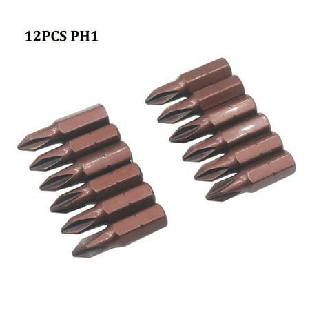 

12Pcs Cross Screwdriver Bits 6.35mm Shank 25mm Screwdrivers Drill Bits Ph0 Ph1