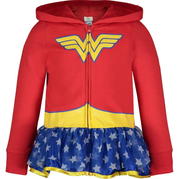 WARNER BROS Justice League Wonder Woman Little Girls Zip Up Costume Hoodie Infant to Big Kid