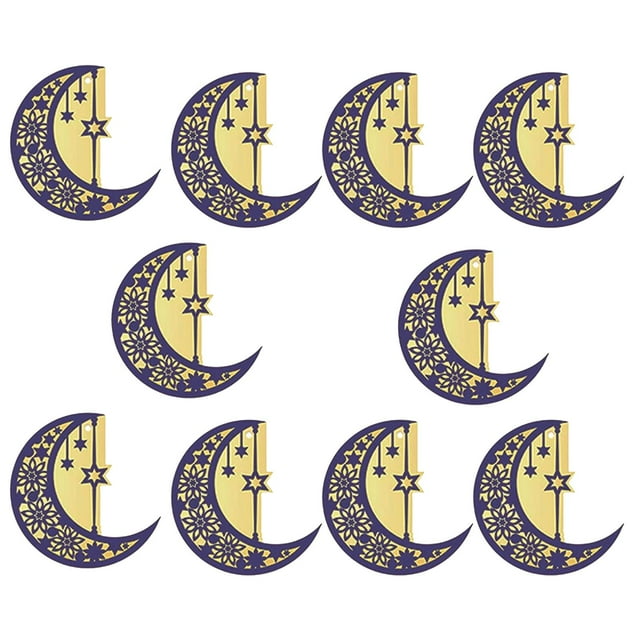 10 Adornos de Madera Colgantes para Fiestas Musulmanas, Eid Mubarak y Ramadán B