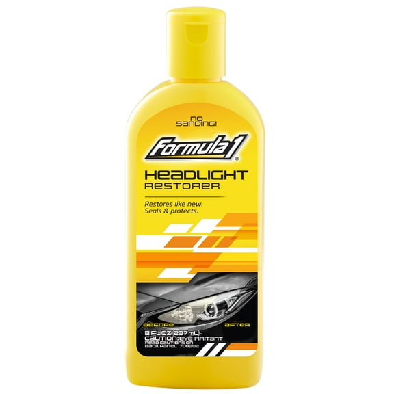 Formula 1 Headlight Restorer & Sealant – One Step Polish to Clean & Renew Yellowed Headlights, Windscreens, or Exterior Plastics (8 oz.)