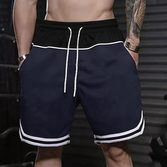 Maqroz Mens Basketball Shorts Athletic Gym Training Shorts with Pockets Striped Elastic Waist Drawstring Sportswear Running Workout Active Summer Casual Short Pants