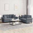 thumbnail image 1 of vidaXL 2 Piece Sofa Set with Pillows Dark Grey Velvet, 1 of 5