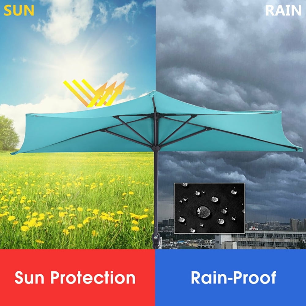 Aimee Lii 9Ft Patio Bistro Half Round Umbrella, Table Umbrella Outdoor Patio, Turquoise Aimee Lii 9Ft Patio Bistro Half Round Umbrella, Table Umbrella Outdoor Patio, Turquoise