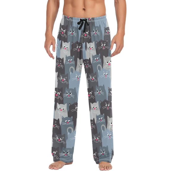 GZHJMY Cat Pajama Pants for Men, Lounge Pants Lightweight Men Pajama Bottoms with Drawstring Pockets, Christmas New Year Birthday Gifts, Medium