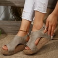 thumbnail image 6 of Summer Sandals Wedge Thick Heel Open Toe Ankle Straps Round Toe Non-Slip Shoes Comfortable Walking Beach Sandals for Women Dressy Summer 9.5, 6 of 9