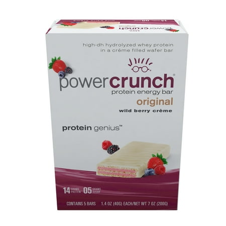 Power Crunch Protein Energy Bar, Wild Berry Cream, 14g Protein, 5 Ct