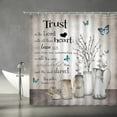 thumbnail image 2 of ABONAN Rustic Cotton Flower Shower Curtain Farmhouse Butterfly Inspirational Quotes Motivational Shabby Chic French Antique Country Fabric Bathroom Curtains Decor Set with Hooks (72" Wx72 H), 2 of 6