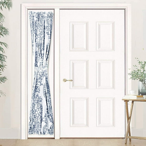 Driftaway Samantha Door Curtain Sidelight Thermal Rod Pocket Room Darkening Privacy Front Panel Single With Bonus Adjustable Tieback 25 X72 1 5 Header Dusty Blue Com Driftaway Samantha Door Curtain, Front Door Curtains