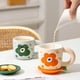 thumbnail image 2 of Toystoory Taza de cerámica con tapa para café y agua, bonitas tazas con diseño de flores, recipiente para desayuno, asa para taza, suministros Juegos de servir café y té Azul, 2 of 6