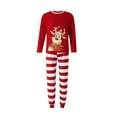 thumbnail image 2 of EYIIYE Matching Christmas Pajamas For Family, Cartoon Elk Stripe Printing Long Sleeve Round Collar Sleepwear for Mom/Dad/Kid/Baby, 2 of 10