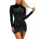 thumbnail image 4 of Vestido elegante ANGGREK de manga larga negro fruncido ajustado para dama, 4 of 8