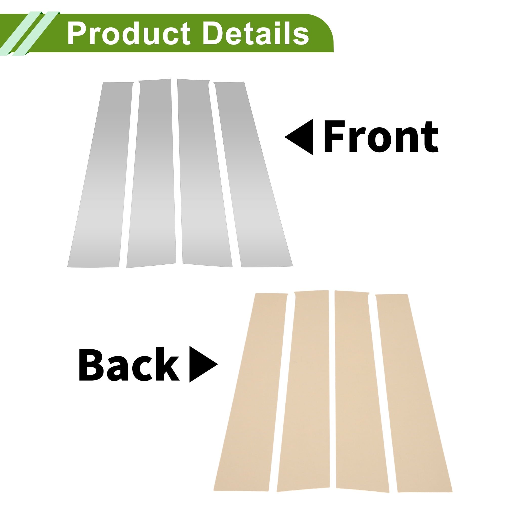 Unique Bargains 4Pcs Anti Scratch Sticker Window Trim For Dodge 2009-2018 Silver Tone