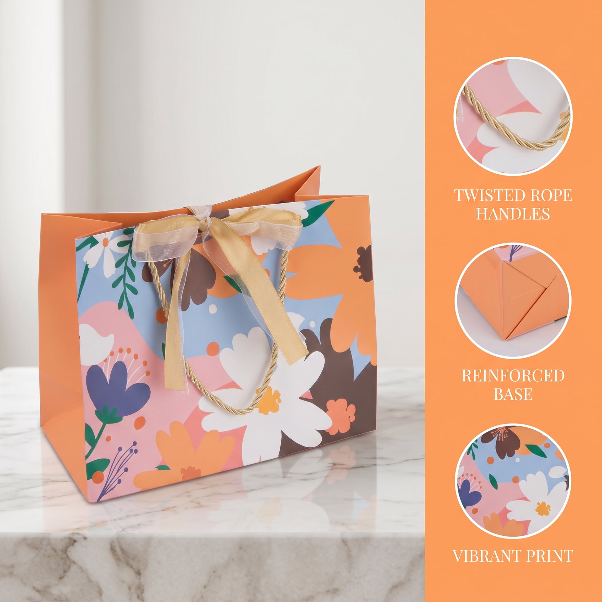 Unique Bargains Kraft Paper Gift Bags for Events with Handles Yellow 7.1" x 3.9" x 6.3"