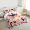 thumbnail image 4 of Manfei Chic Butterflies Queen Comforter Set,Dreamy Fairy Tale Bedding Sets,Romantic Flower Floral Bedding Comforter Set For Teens Girls,Uper Cozy Room Decor Reversible,3-Piece, 4 of 9