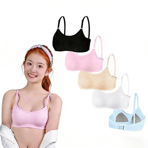 Wireless Training Bras for Teen Girls Cotton Lightly Padded Adjustable Straps Smooth Comfort Breathable First Bra Soft Stretchy Big Girls Bras for Ages 10-16