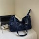 thumbnail image 4 of Bolso Tote Color Sólido Mujer Denim Correa Ajustable para Y Excursión (Oscuro) Azul, 4 of 9