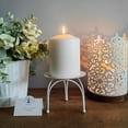 thumbnail image 6 of Hosley Pack of 2 White Wash Iron Pillar Candle Holders 4 Inch Diameter Tripod Stand Table Centerpiece | Perfect for Home Decor, Wedding, Parties, Living Room, 6 of 9
