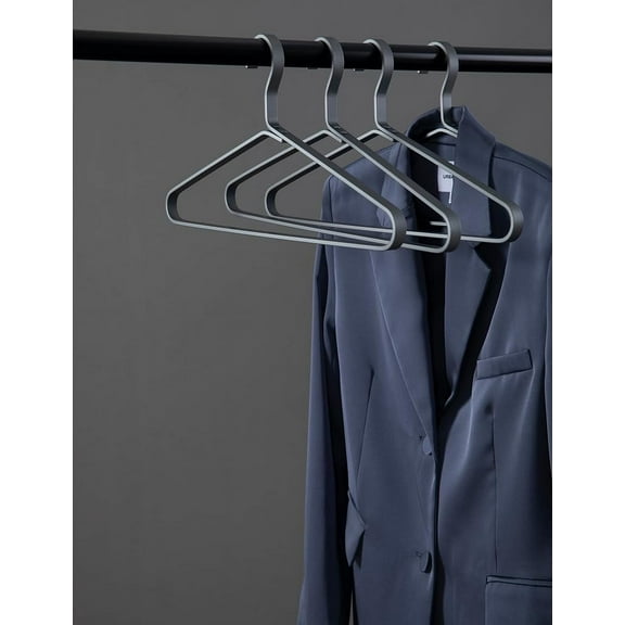 Premium Matte Silvery Aluminum Coat Hangers 6 Piece Set, Smooth & Metal Shirt Dress Hanger