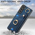 thumbnail image 6 of Allytech Wallet Case for Samsung Galaxy S21 FE, Support Car Mount, Luxury PU Leather Shockproof Anti-Fall 360° Finger Ring Stand Case with Magnetic Snap & Card Slots for Samsung Galaxy S21 FE - Blue, 6 of 8