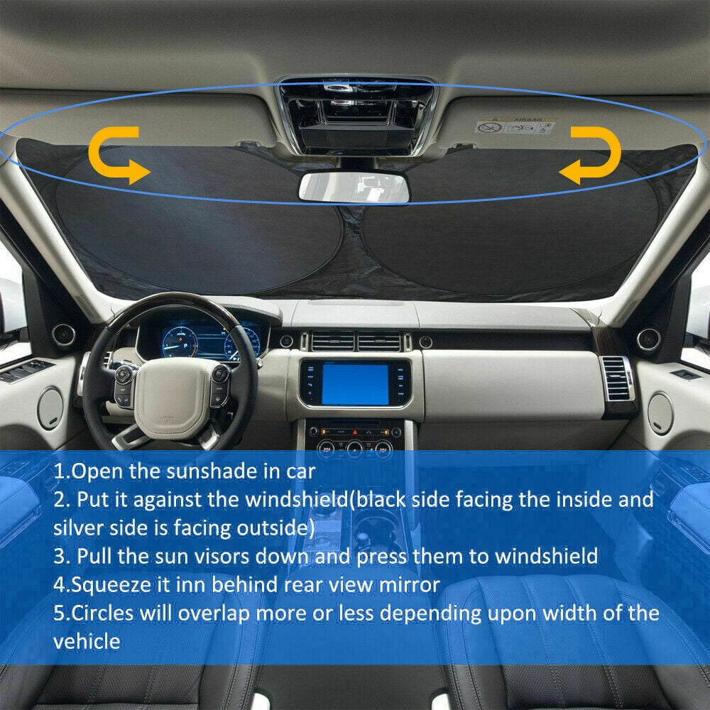 Foldable Car Windshield Sun Shade IC ICLOVER Block Sunlight UV Rays Sun Shield Front Window Sun Visor Protector Summer Winter for Trucks Vans MPV Large Vehicles (75 x35 )