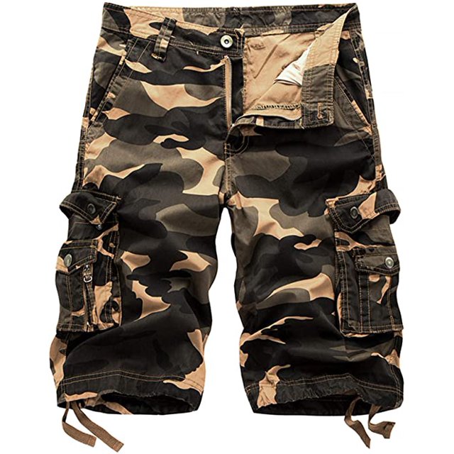 Short camouflage cargo Extérieur à Poches Multiples pour Hommes en Coton
