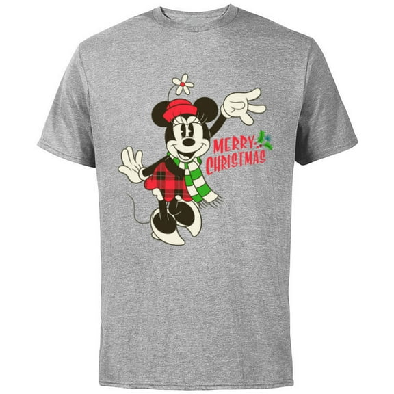 Disney Vintage Minnie Mouse Christmas - Short Sleeve Cotton T-Shirt for Adults -Customized-Athletic Heather
