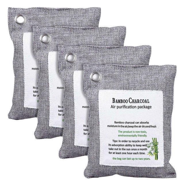 Activated Bamboo Charcoal Bag Odor Remover 200gx4, Air Purifying Bags , Car, Closet, Shoes