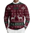 thumbnail image 2 of Men's Long Sleeve Knit Sweaters Crew Neck Christmas Print Pullover Sweaters Fall Winter Casual Knitwear Red 4XL, 2 of 6