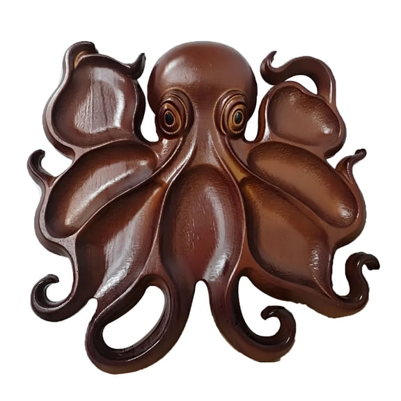 ACDANC Octopus Shaped Wooden Serving Platter for Appetizers,Snacks,Cheese & Fruit Unique Ocean Themed Party Tray