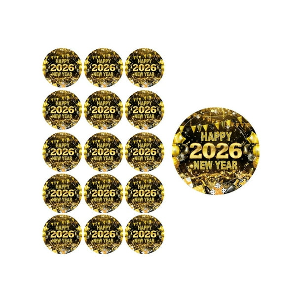 Decoración del hogar, decoración de habitaciones, decoración de paredes, vajilla desechable para fiesta de Año Nuevo en negro y dorado, platos de papel de 18 y 23 cm, vasos de papel, pañuelos, juego d
