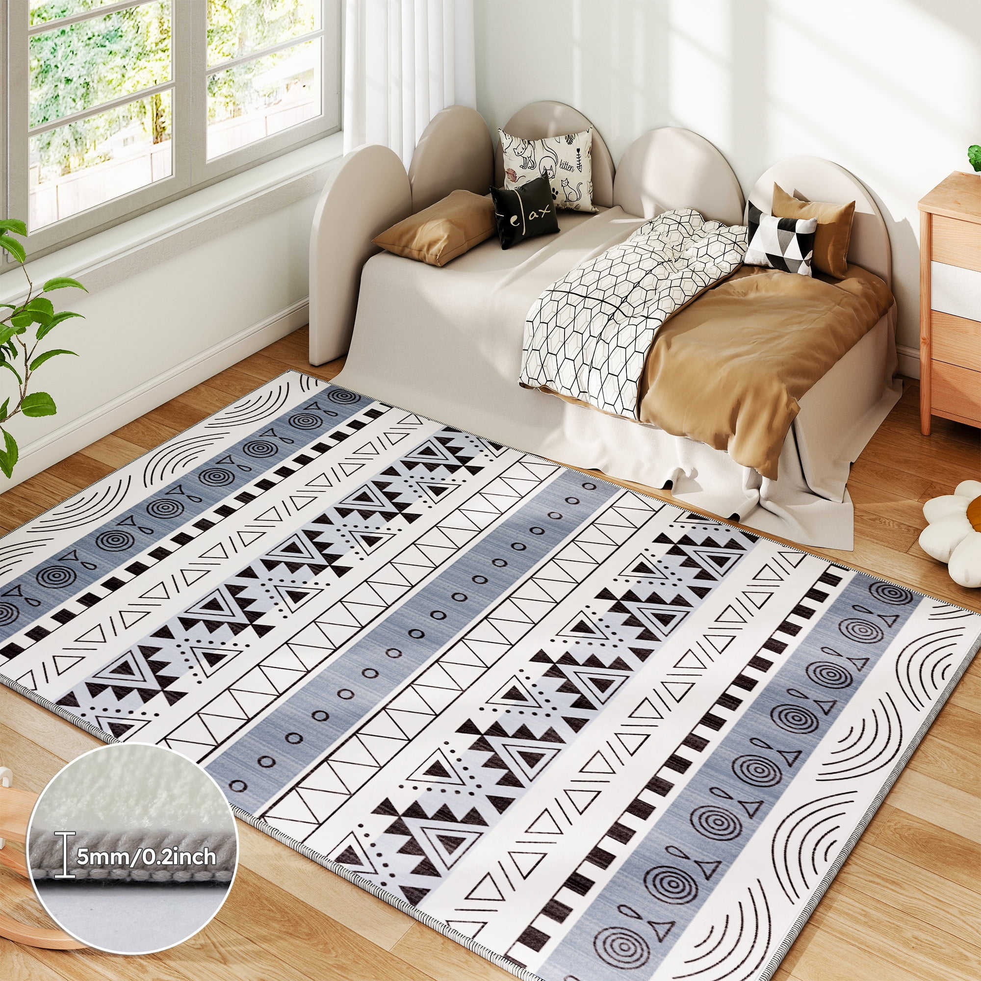 EnHomee Area Rug for Living Room 4x6 Area Rugs for Bedroom Machine Washable Area Rug,Blue