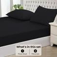 thumbnail image 3 of 400 Thread Count 100% Egyptian Cotton 3-Piece Fitted Sheet ( 1 Fitted Sheet + 2 Pillow Covers) 27 Inches Deep Pocket Size Full Color Black Stripe, 3 of 6