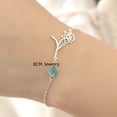 thumbnail image 2 of Sterling Silver 925 Bracelets For Women & Girls, Blue Topaz Gemstone Handcrafted Flower Plant Bracelet Jewelry, 2 of 3